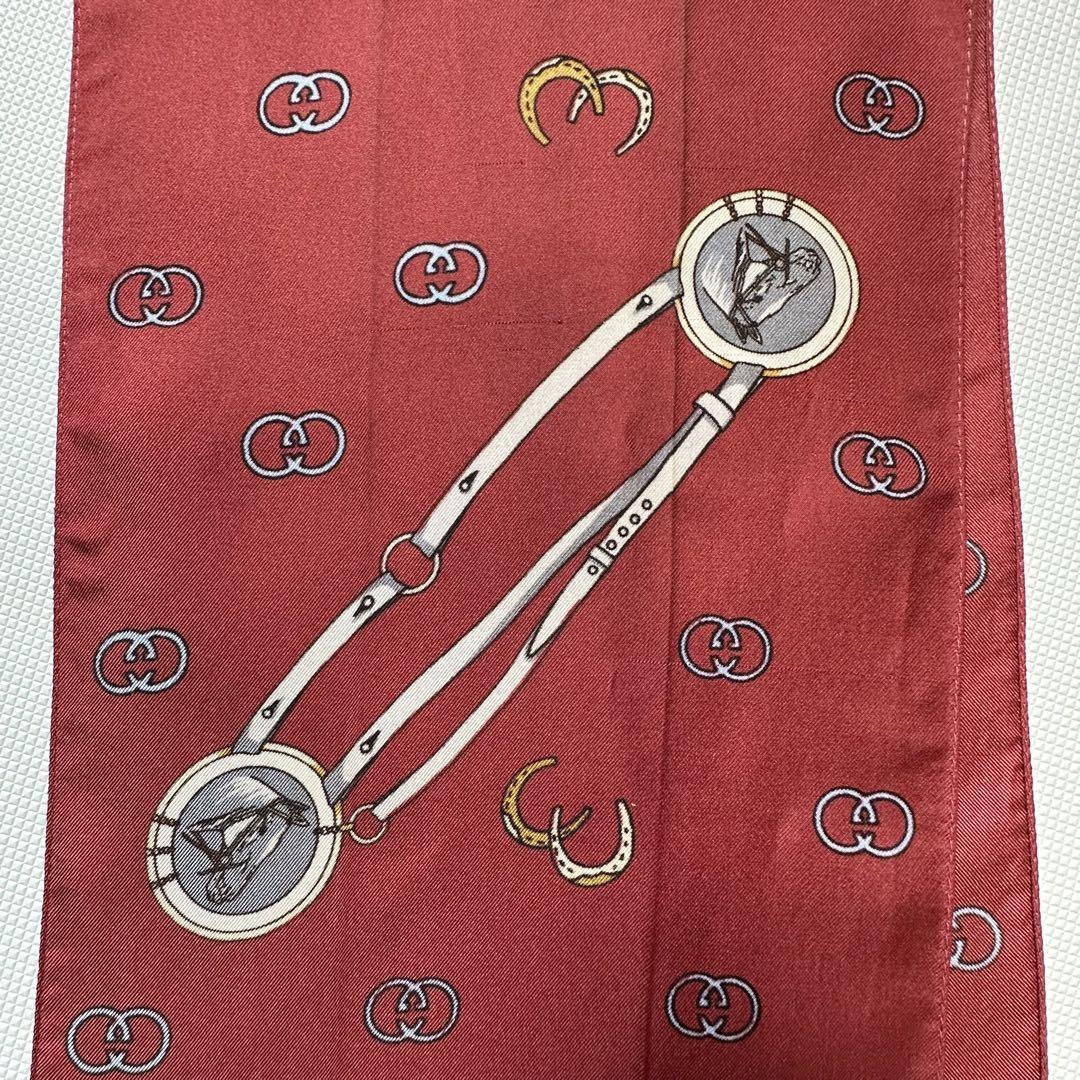 美品 GUCCI グッチ ストール GG柄 シルク100% 馬具モチーフ