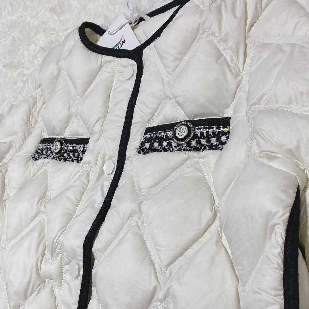 新品 RISSELIN ダウンジャケット 軽い ホワイト キルティング