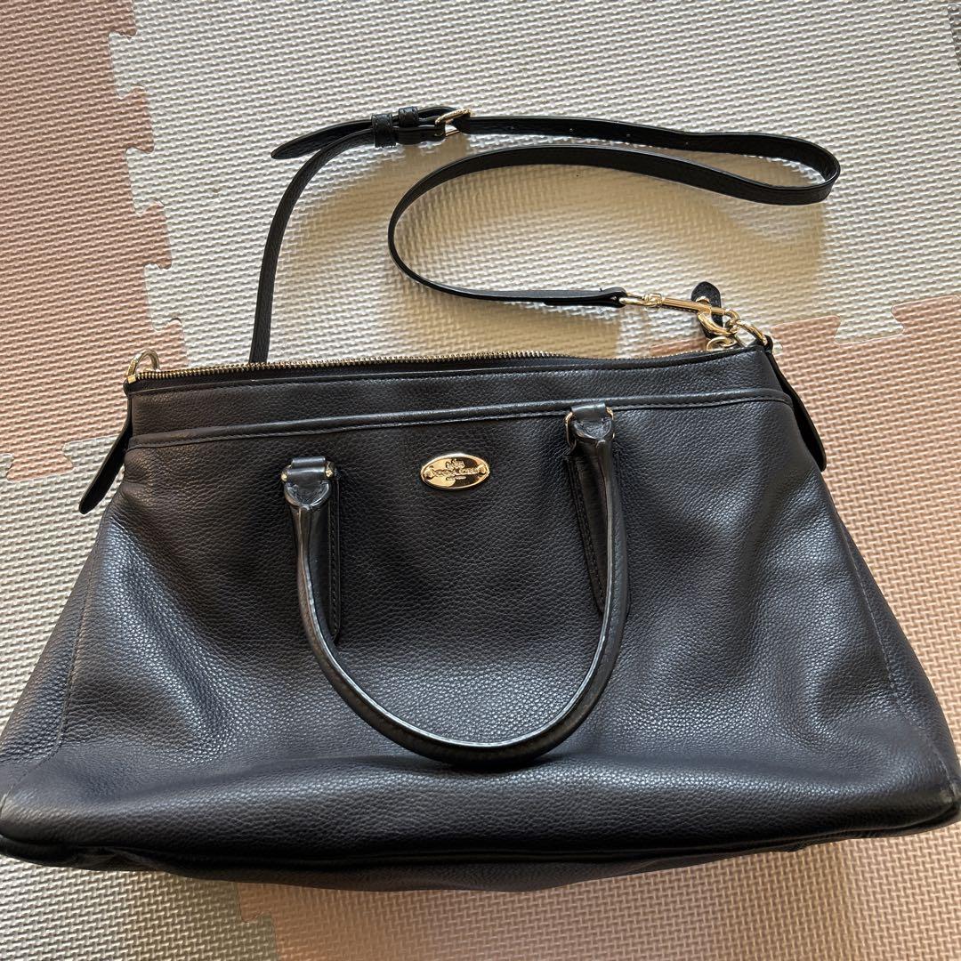 美品　COACH コーチ　カメラバッグ　ショルダーバッグ　ダブルファスナー　ホースアンドキャリッジ　型押し　レザー　ブラック　黒色