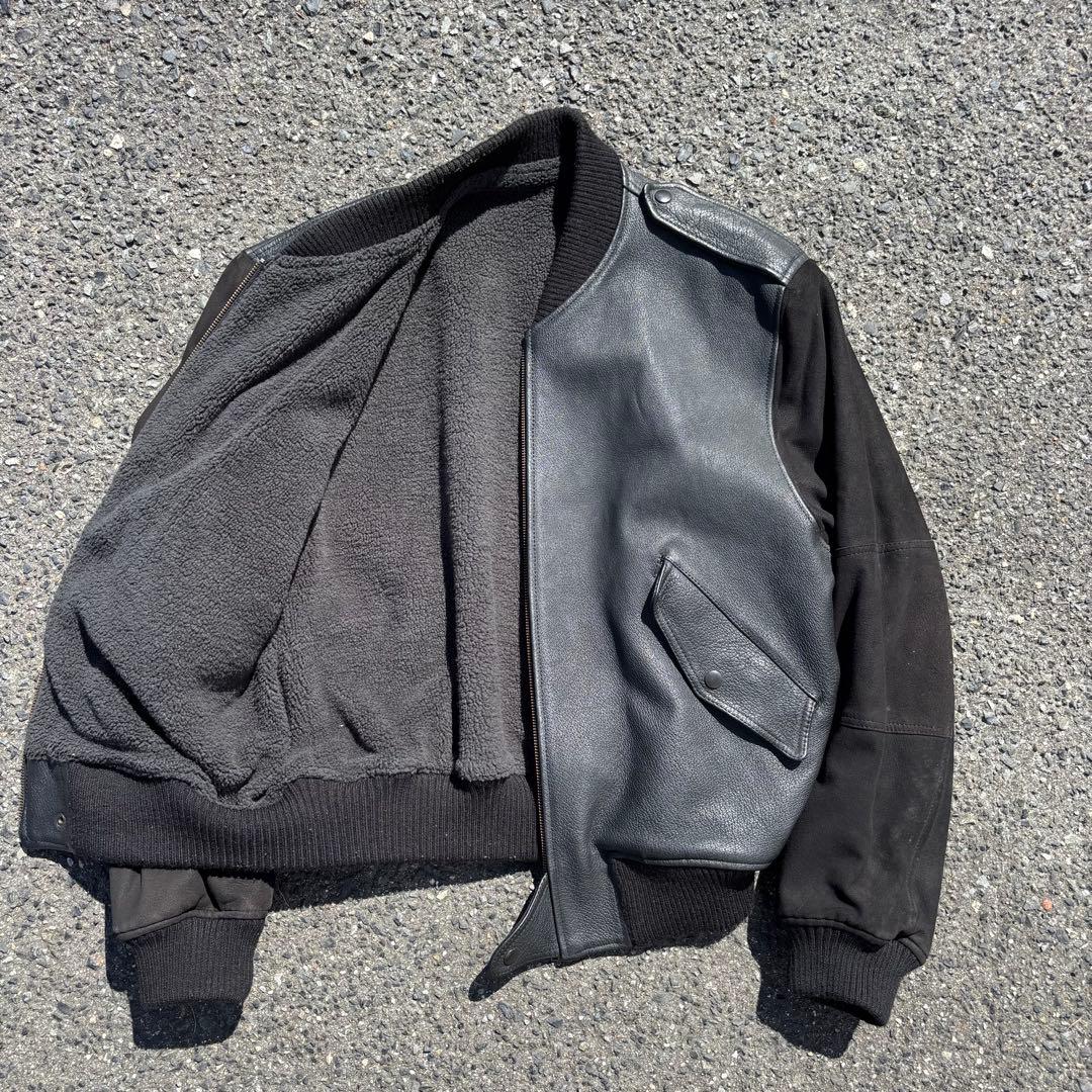 激 短丈 ショート丈レザージャケット 袖スエード 90s’M WWW_SHINETEETH_COM