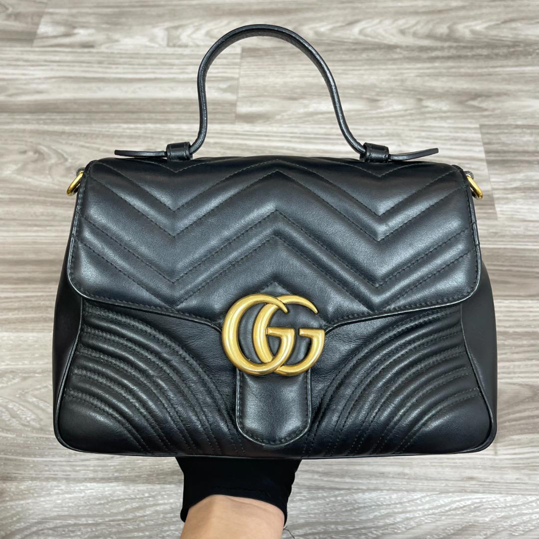 グッチV491 GGマーモント トップハンドル チェーンショルダーバッグ