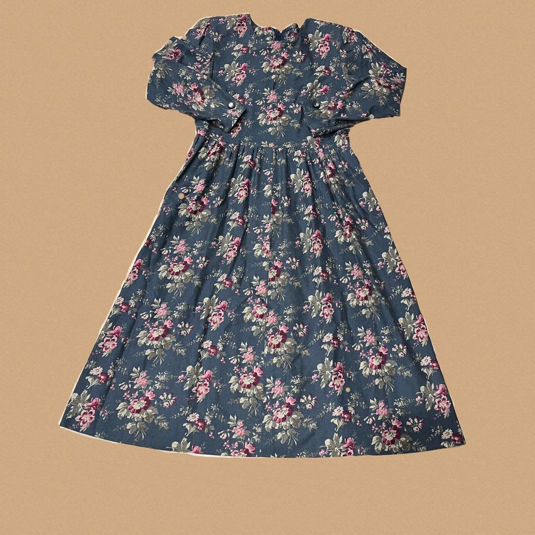 ヴィンテージ 花柄ワンピース ロング 長袖 レトロ 古着