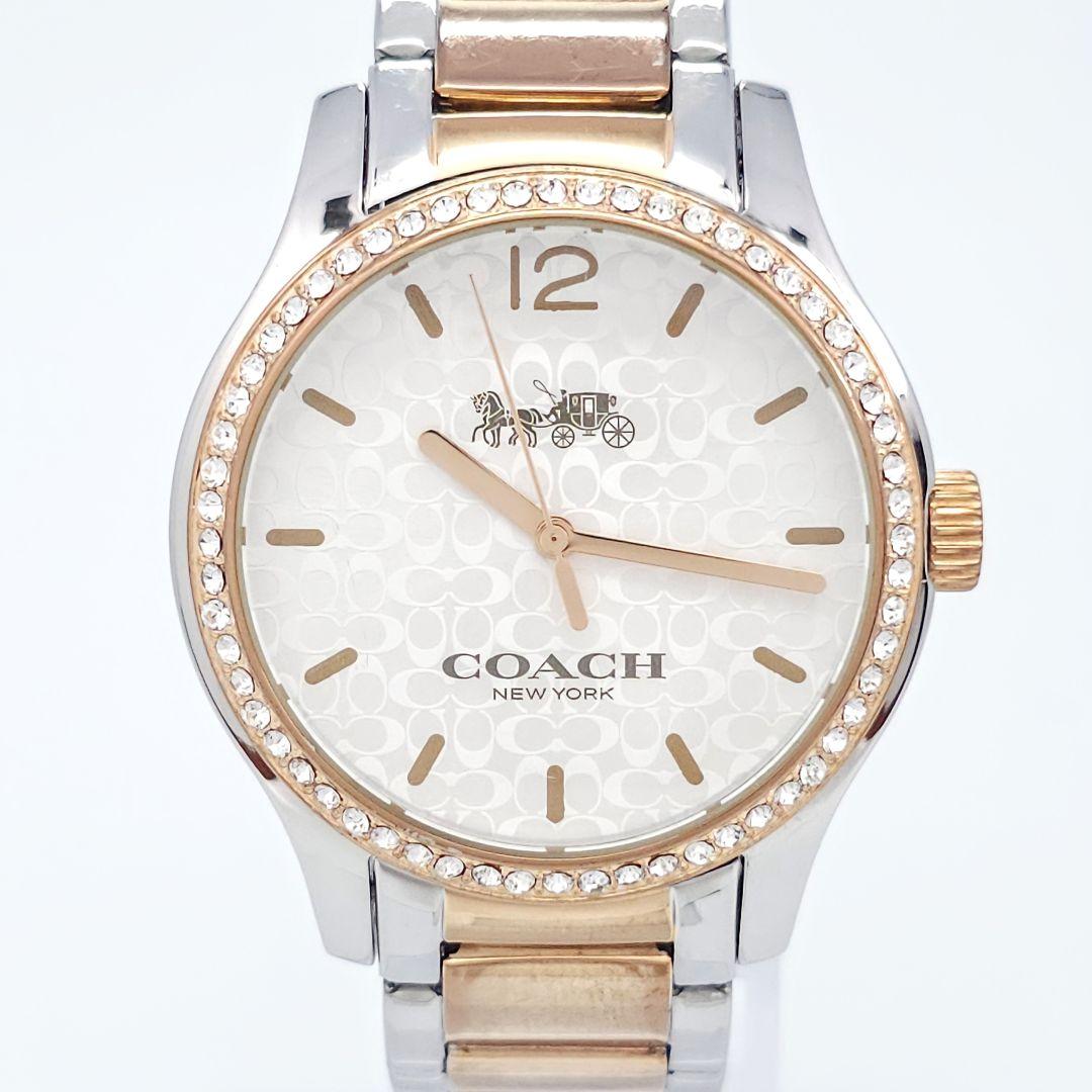 ✨新品電池✨COACH コーチ シグネチャー ラインストーン ベゼル レディース