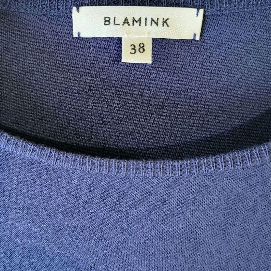 BLAMINK ブラミンク コットン長袖ニット 38 ネイビー