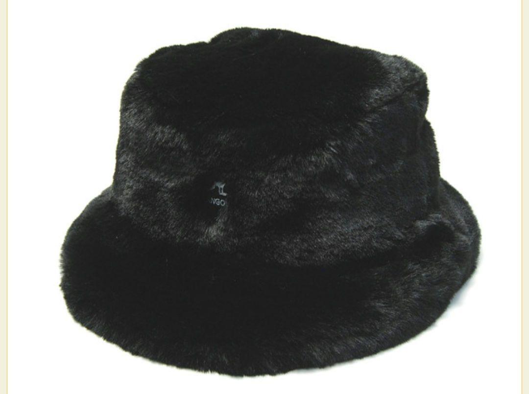 カンゴル kangol faux fur bucket M オールブラック