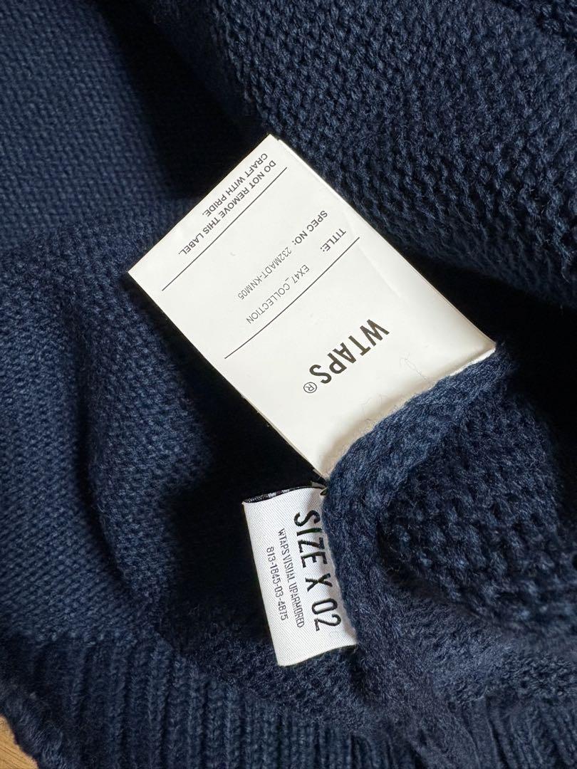 WTAPS ネイビー クルーネックニット