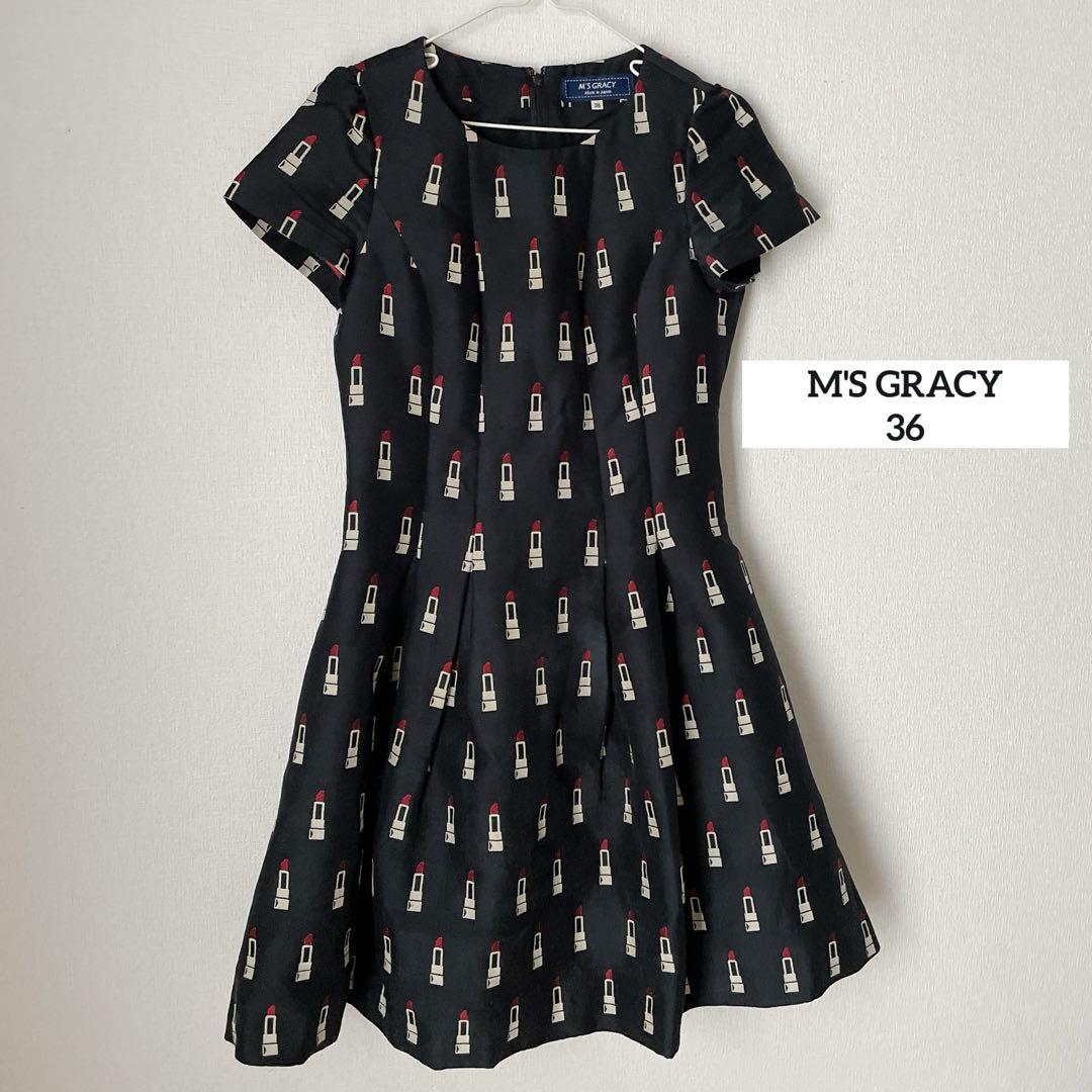 エムズグレイシー M'S GRACY リップ柄 ワンピース 36 - メルカリ