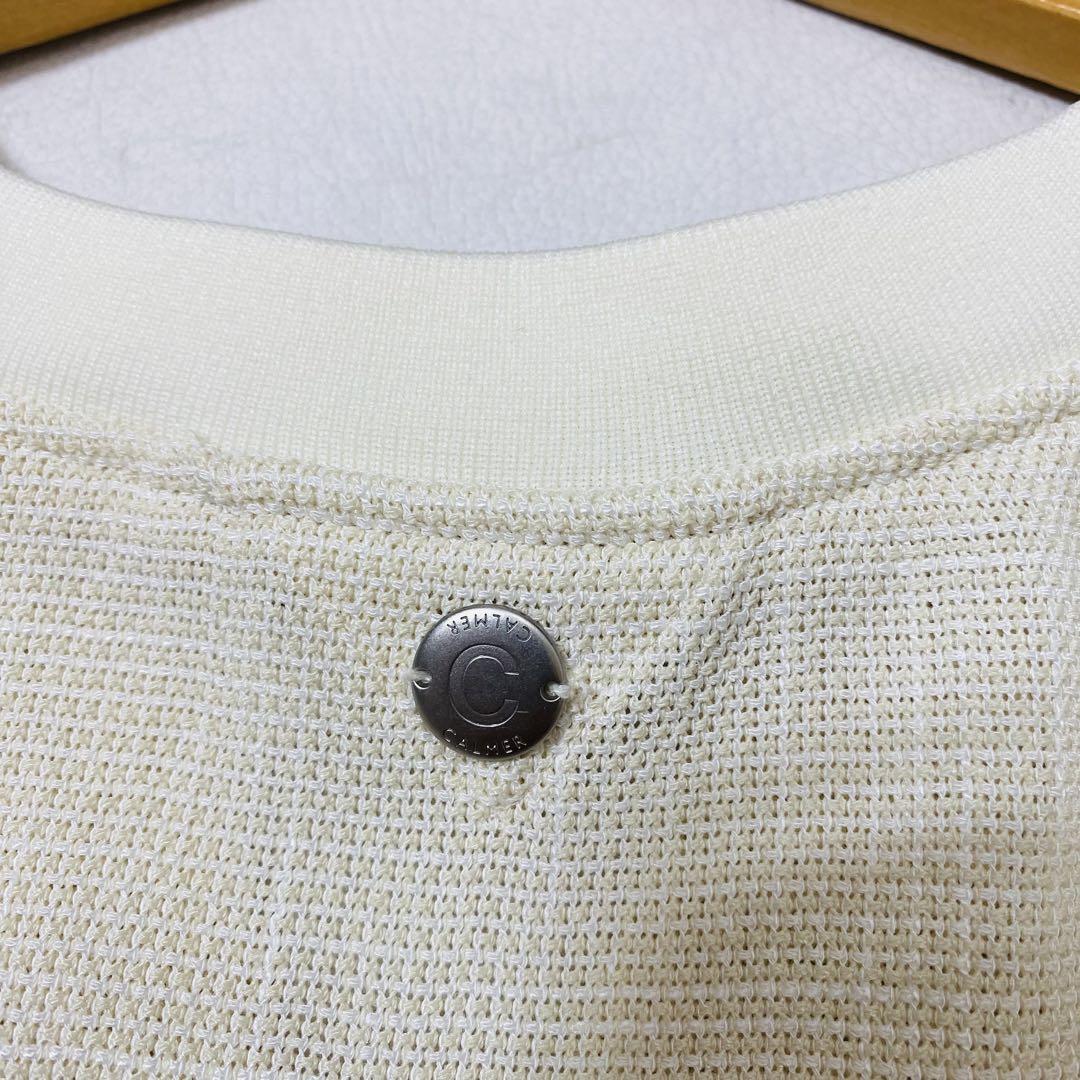 美品 CALMER カルメ ドライジャージー リブブラウス 半袖プルオーバー 黒 美品 CALMER カルメ ドライ ジャージー リブブラウス 半袖プル
