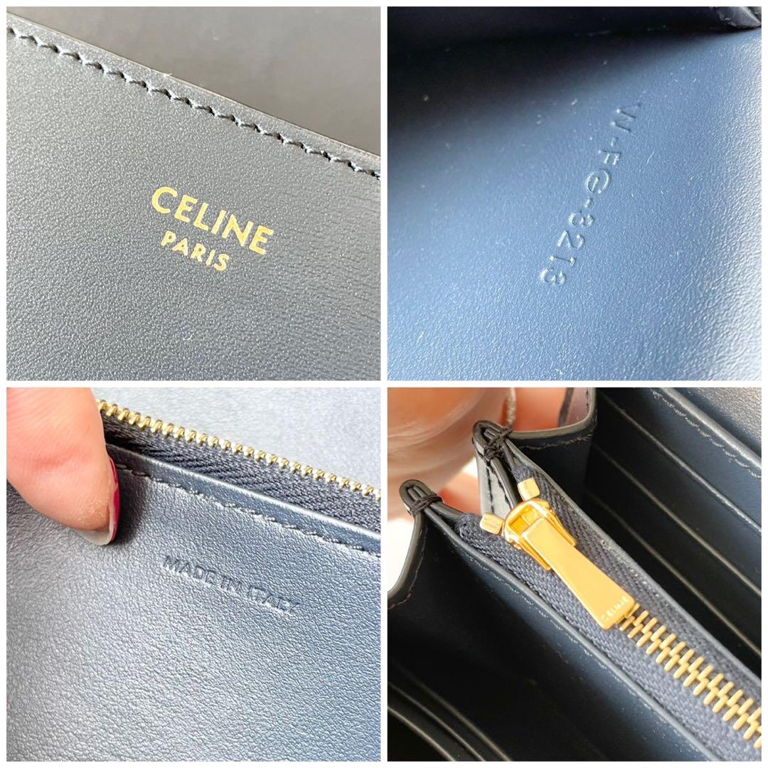 【ほぼ新品・箱付き】CELINE 長財布 ラージウォレット トリオンフ ネイビー