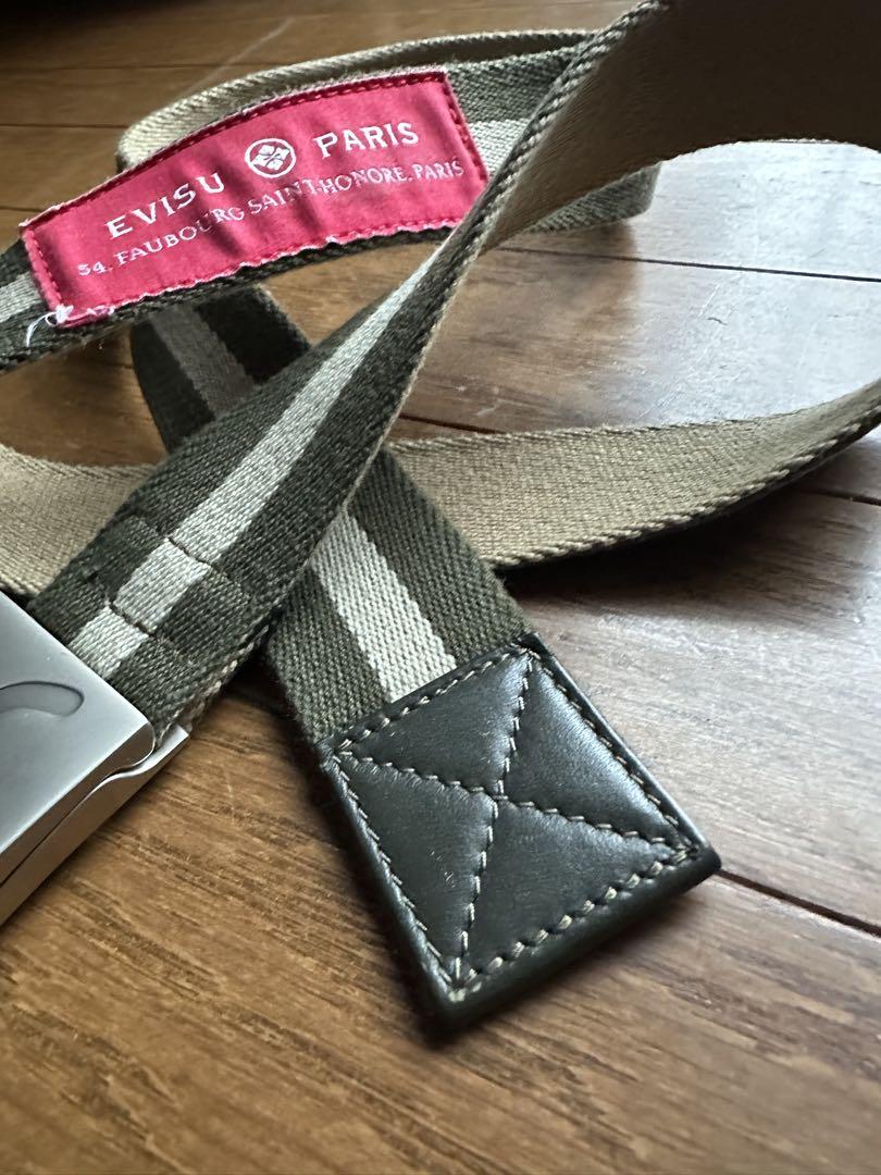Evisu Paris vintage belt ストライプ ガチャベルト