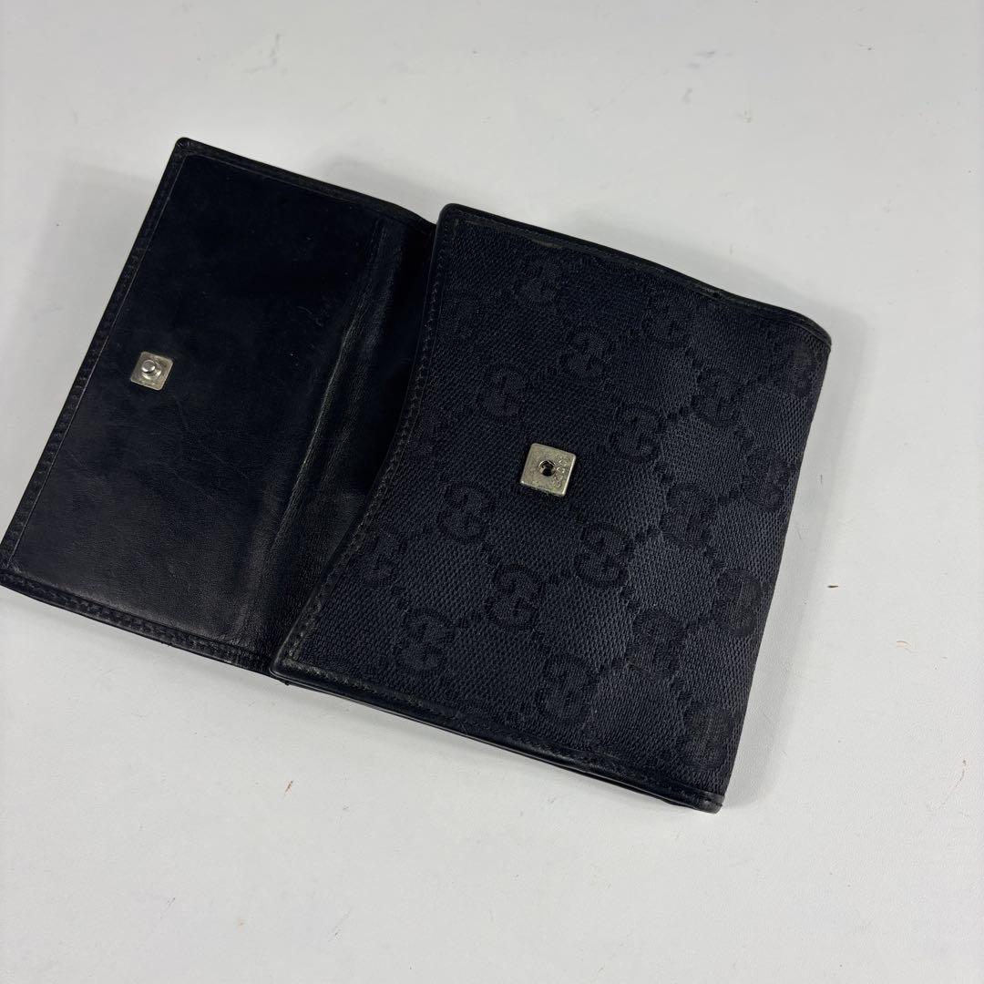 GUCCI グッチ GGキャンバス×レザー 二つ折り 財布 小銭入れ