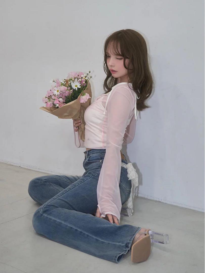 andmary Lacey ribbon denim