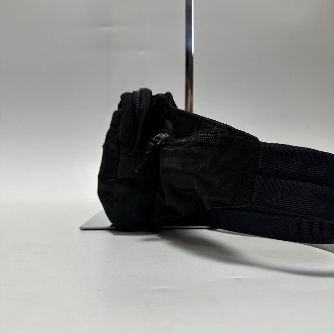 【✨極美品✨】 プラダ 三角ロゴ ナイロン ウエストポーチ ブラック ギャラ付き アウトレット ストアファッション - a29【極美品】プラダ 三角ロゴ