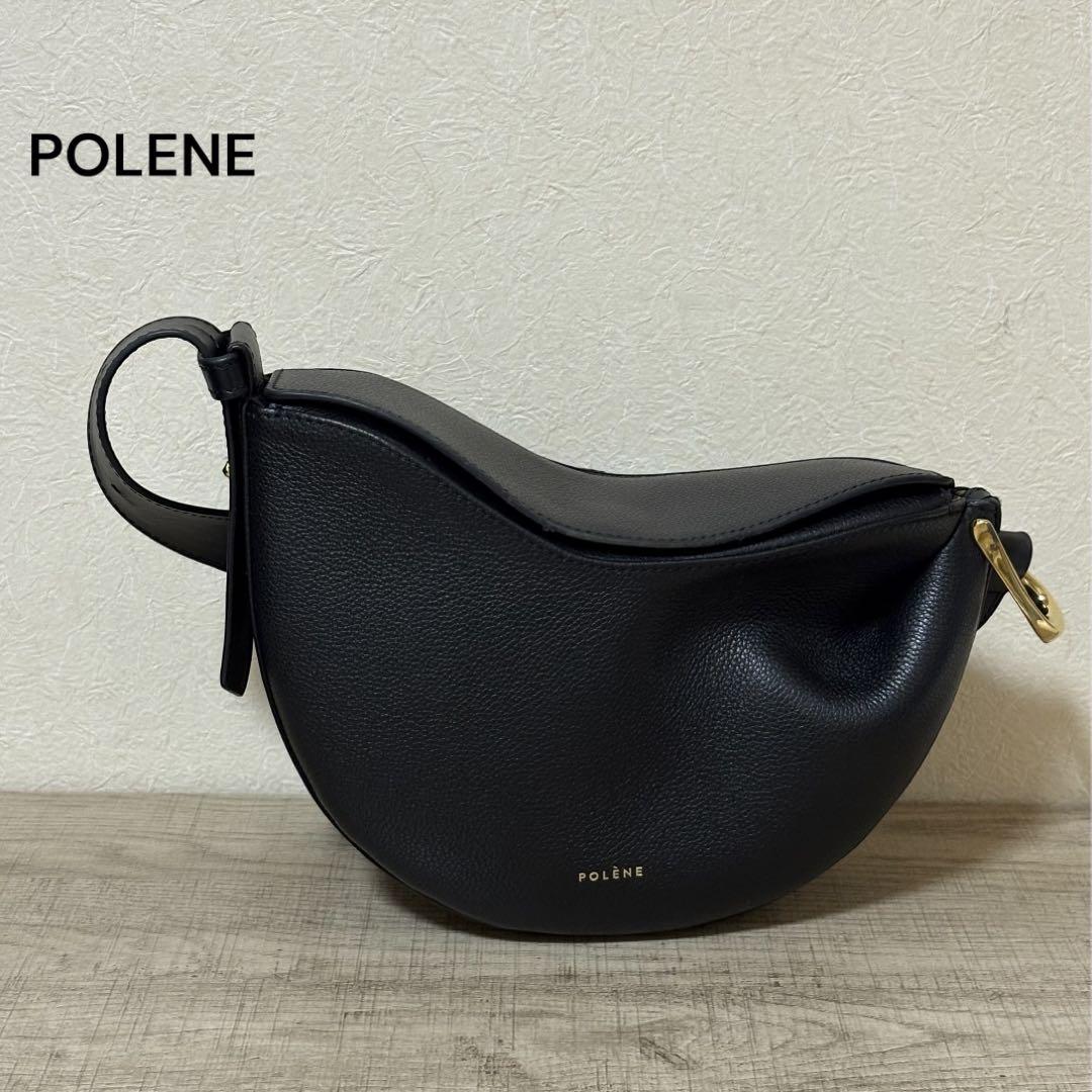 POLENE tonca レザー ショルダーバッグ ブラック - メルカリ