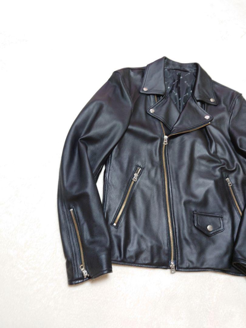 タケオキクチ　ライダースジャケット　ダブル　ラムレザー　羊革　美品　黒　L