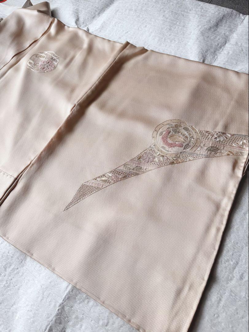 【未使用　しつけ糸付き】　正絹　付け下げ　訪問着　中国三大し刺繍　華鳥熨斗流し