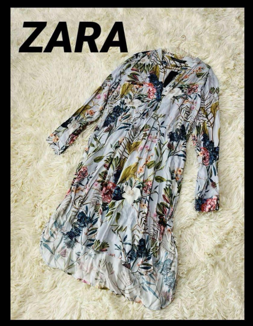 【週末セール】新品　ZARA ザラ　ワンピース　花柄　ボタニカル柄　スキッパー