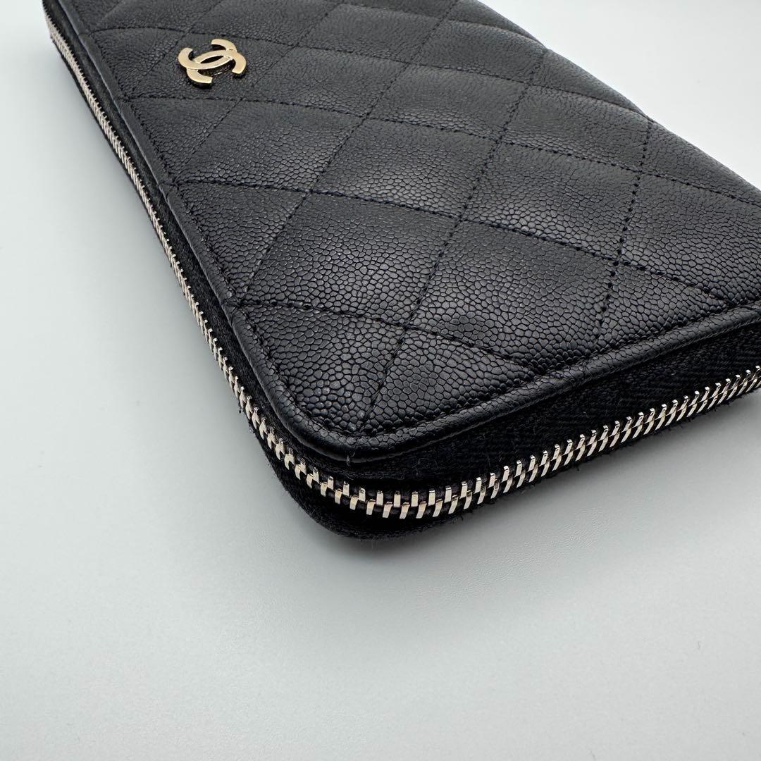 CHANEL シャネル 長財布 マトラッセ キャビアスキン ラウンドファスナー
