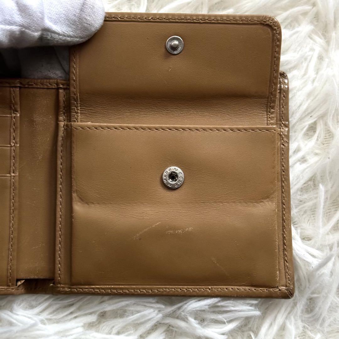 GUCCI 二つ折り財布 GG柄 シェリーライン キャンバス レザー ベージュ