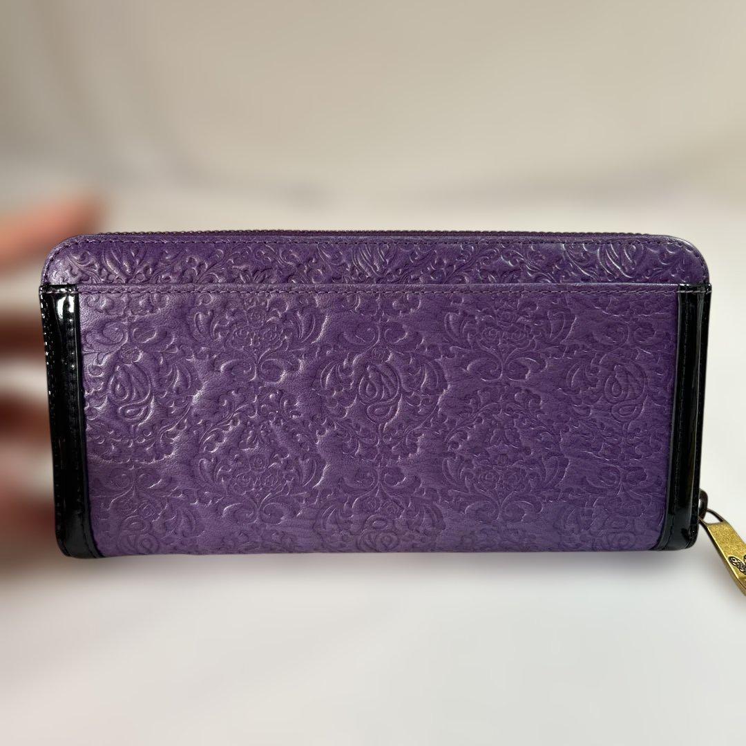 【iy/5/6/10】ANNA SUI エンボス加工 長財布 紫色