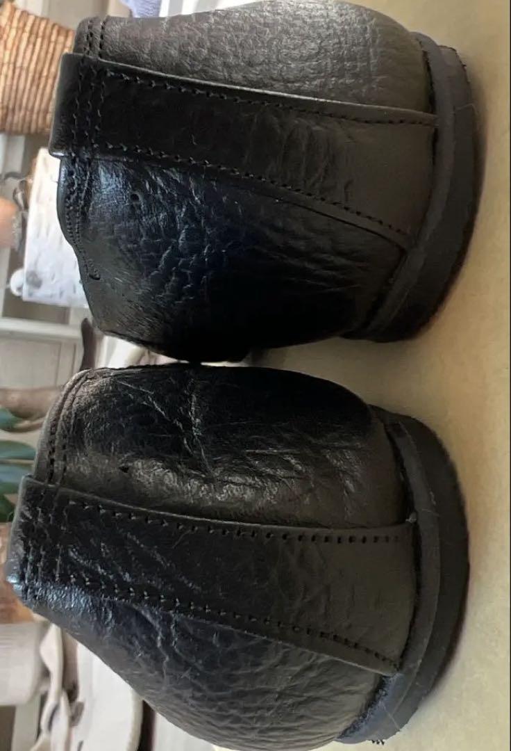 型押し カッターシューズ ゴールドバックル×黒