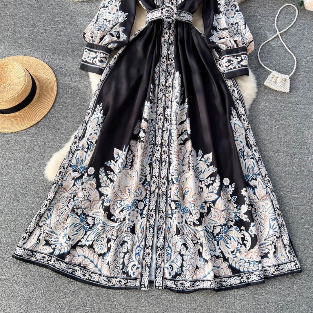 上品 ロングワンピース パーティー 花柄 夏服 ドレス 長袖 上品 ロングワンピース パーティー 花柄 夏服 ドレス 長袖