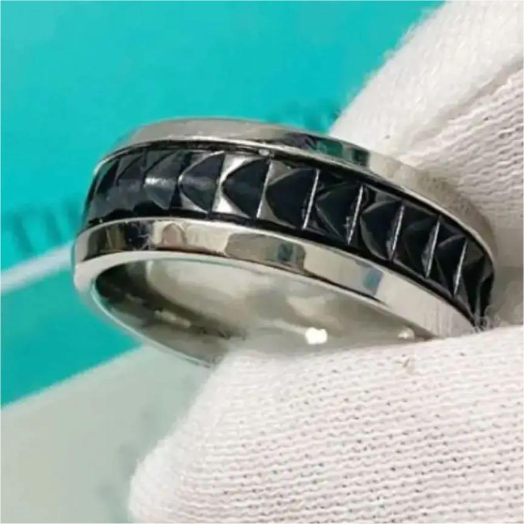 お値下げtiffanyパロマキャリーブラックチタンシルバーリング19号