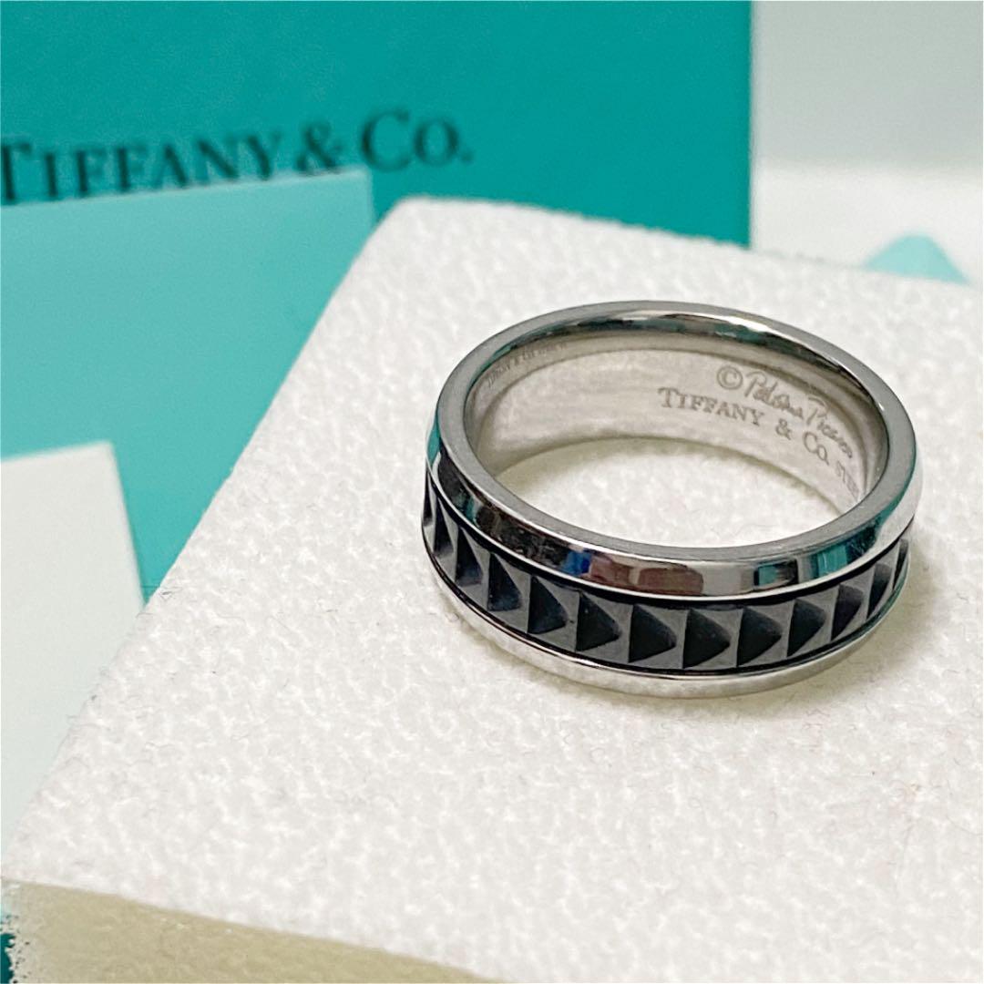 お値下げtiffanyパロマキャリーブラックチタンシルバーリング19号