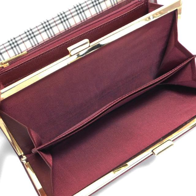 Burberry バーバリー 二つ折り長財布 レザー ボルドー系