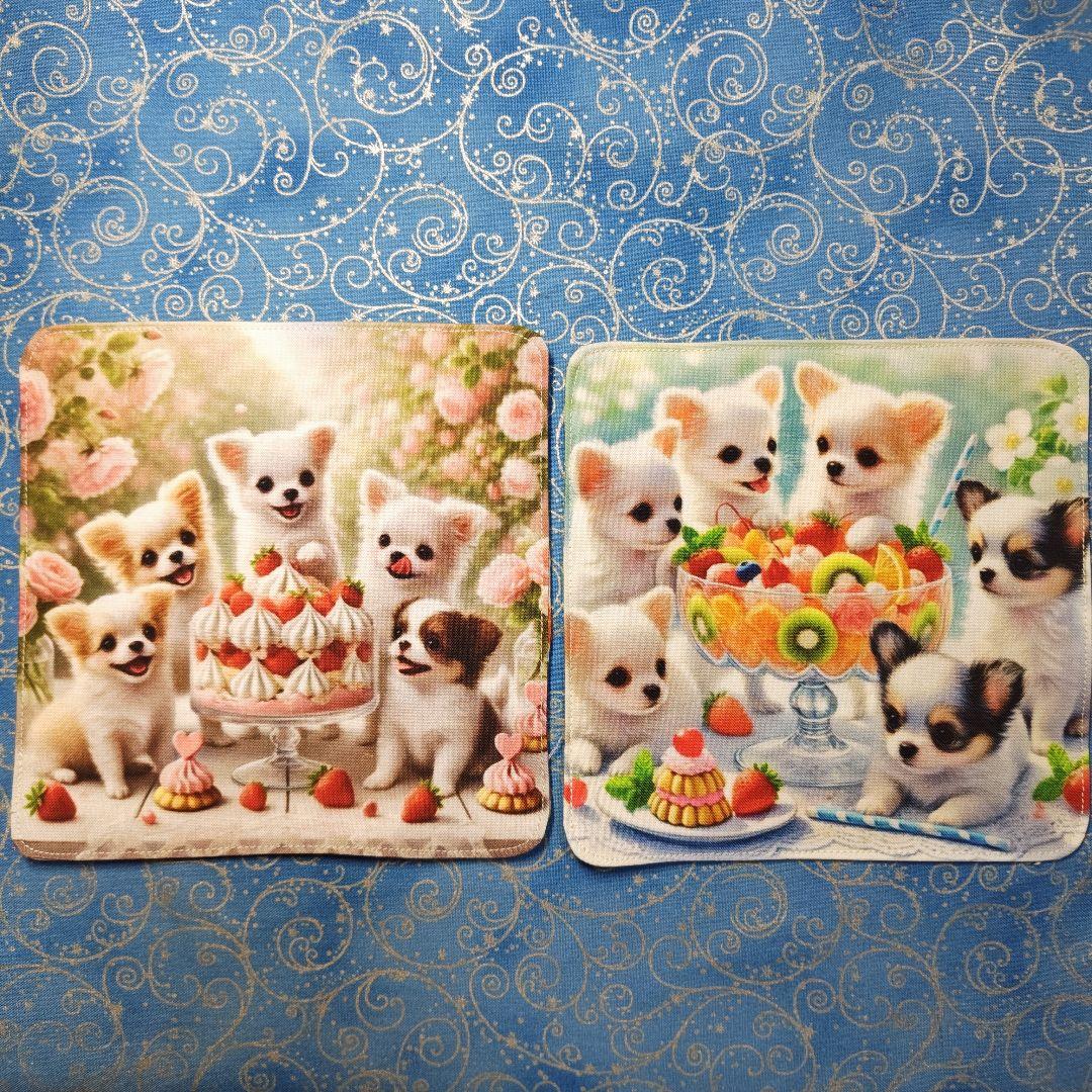 あしべ☆　パネル15枚＆ハンカチ12枚　チワワちゃん柄