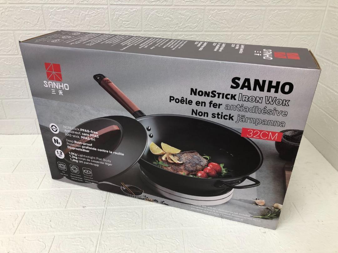 新品未使用！SANHO サンホ 鉄製深型 フライパン 中華鍋 32cm