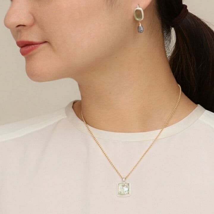 ageteアガット シルバーsv ネックレス チャーム ローマンガラス/ete