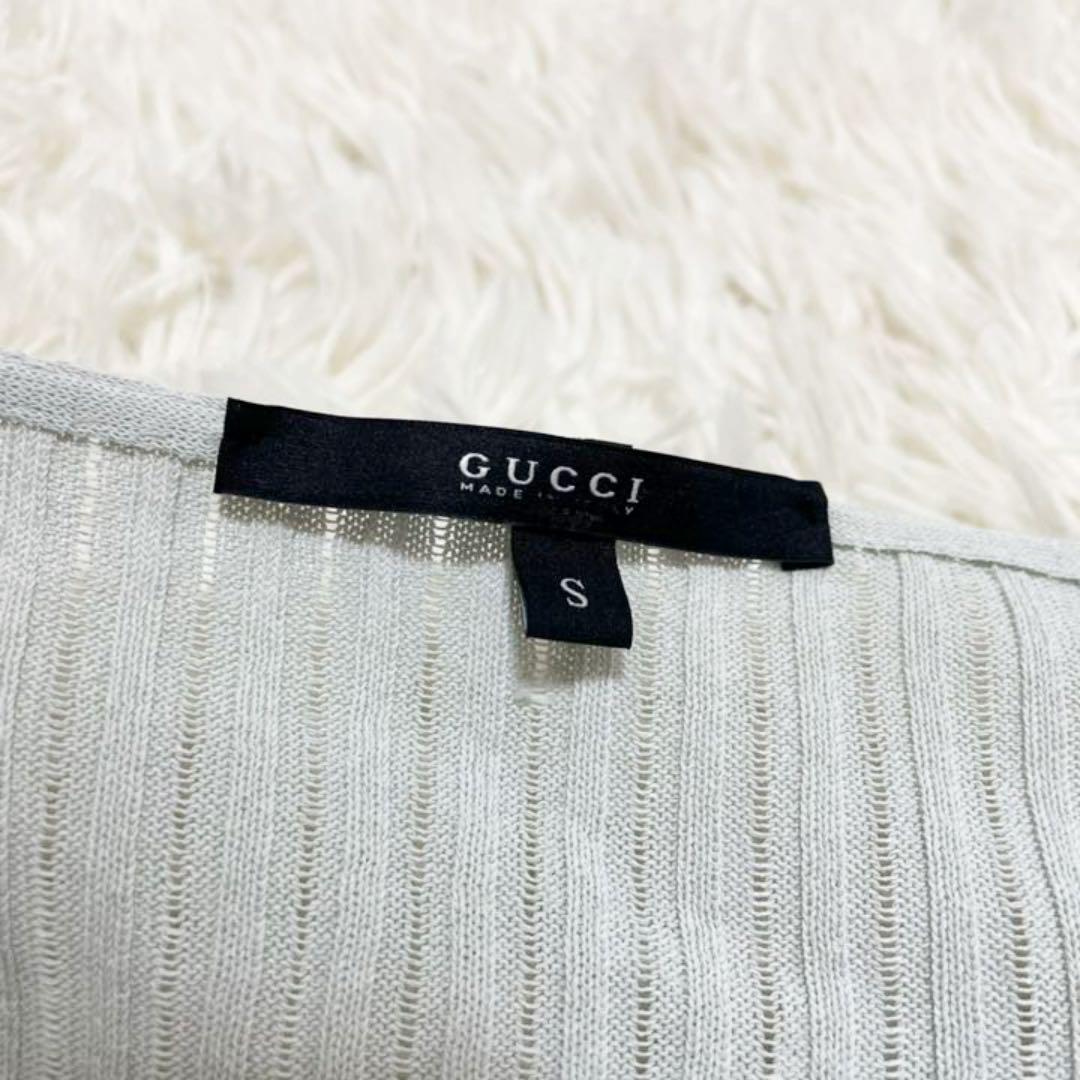 セーター GUCCI リブニットデザインカットソー 淡いブルー HtM07-m99785716089 GGロゴ金具 パステルカ
