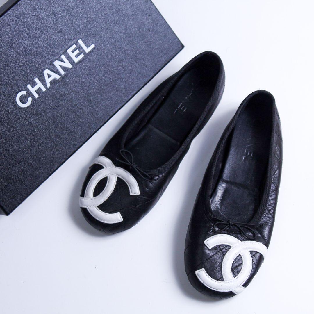 【美品】CHANEL シャネル マトラッセ フラット バレリーナ 24cm
