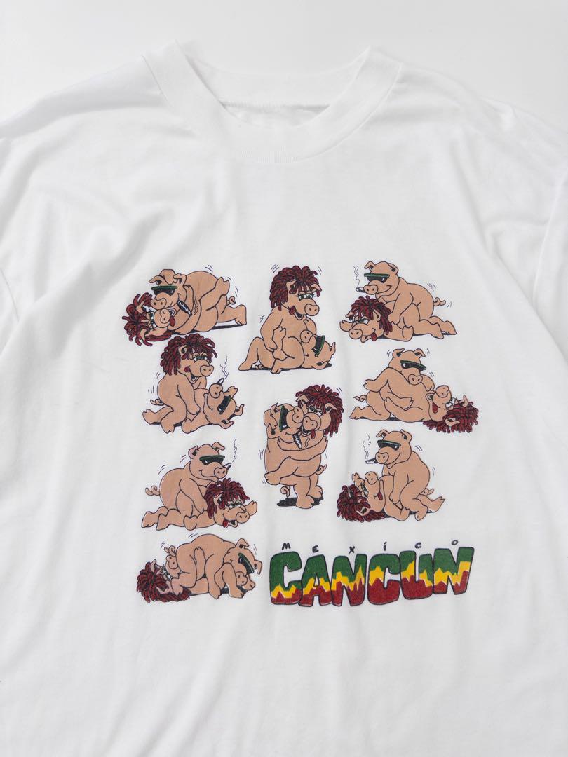 男性に人気！ 90s エロT メルカリ - ヴィンテージ古着 プリントTシャツ 豚 48手 トップス