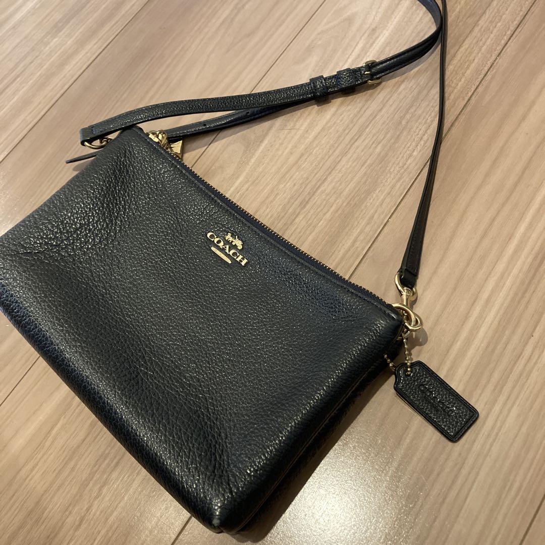 美品☆COACH ショルダーバッグ、ネイビー