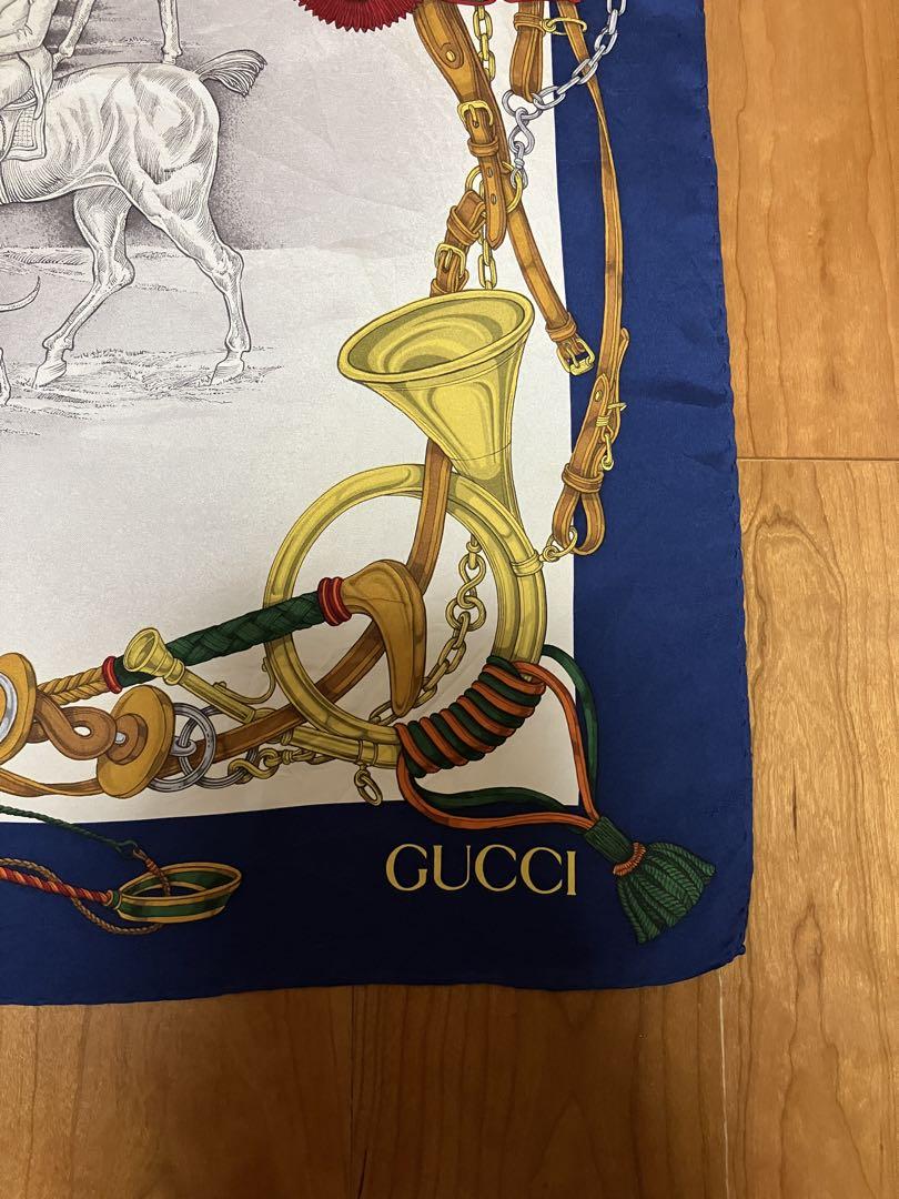 GUCCI グッチ シルクスカーフ大判 馬と犬のデザイン