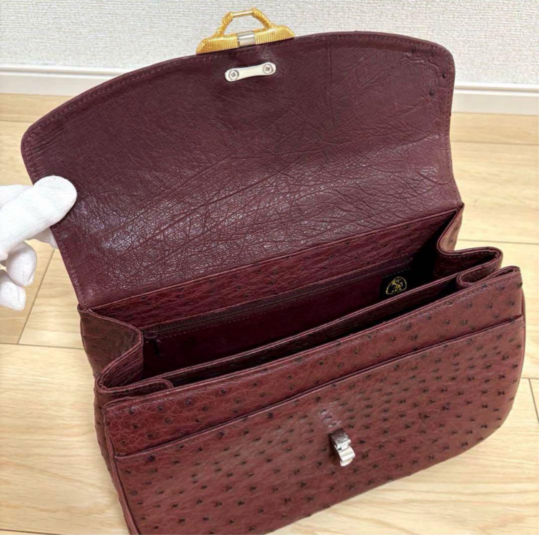 極美品✨希少 JRA オーストリッチ 2way ハンドバッグ ボルドー