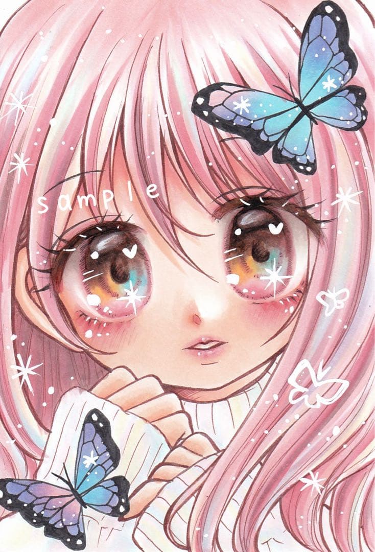 はがきサイズ③-17 オリジナル手描きイラスト『姫ちゃん』