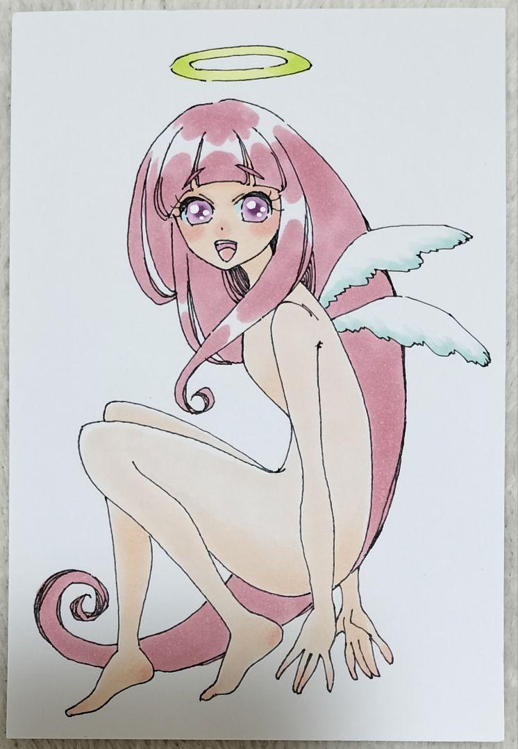 手描きイラスト オリジナル 原画 ハガキサイズ - メルカリ