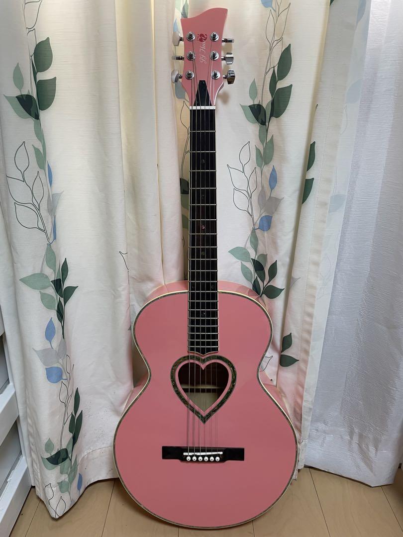 JJ HEART アコースティックギター ハート ケース付き ピンク