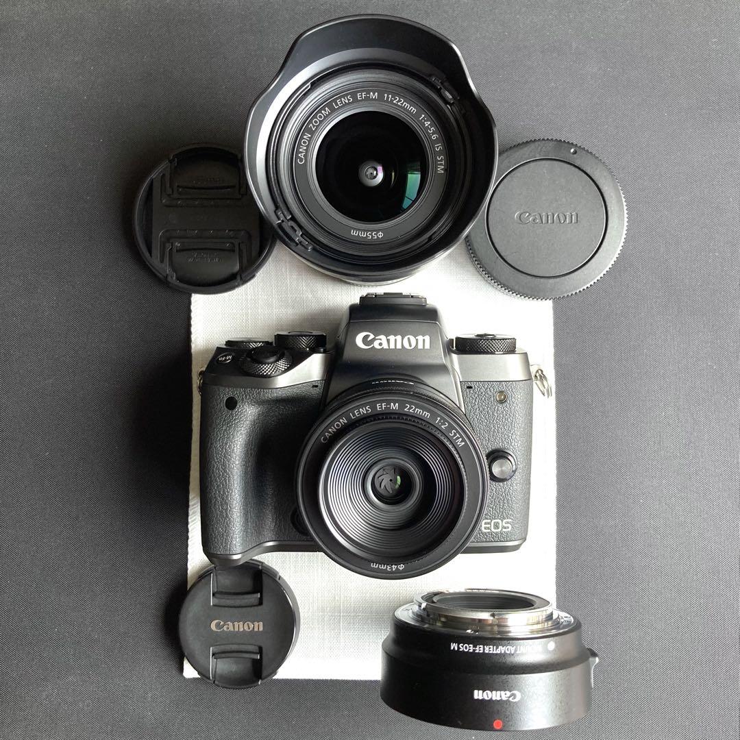 【2025春夏新色】 Canon EOS M5 レンズ2本 EFマウントアダプターなど 豪華セット美 デジタルカメラ