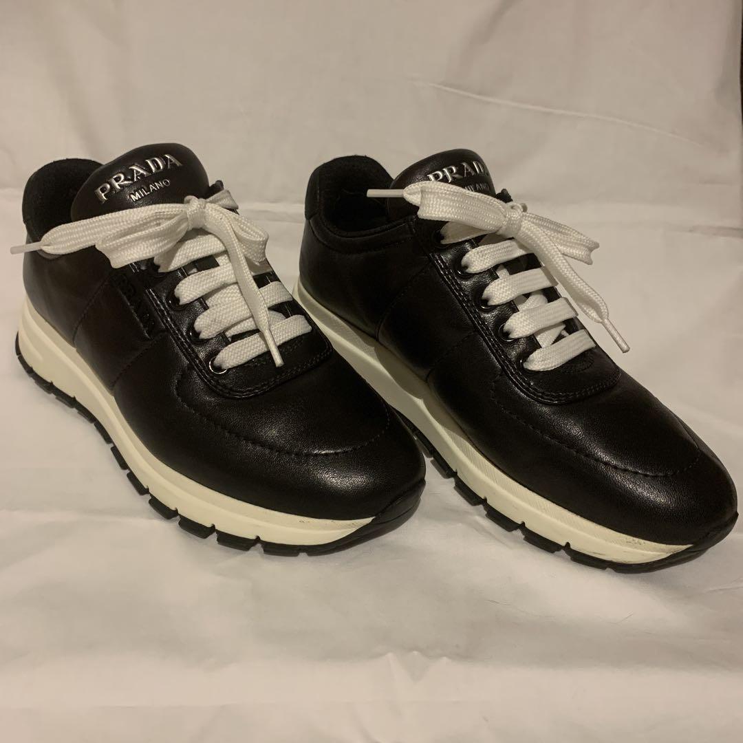 プラダ　スニーカー　36.5 新品 正規品PRADA レディースレザースニーカー プラダ36.5 1E553L