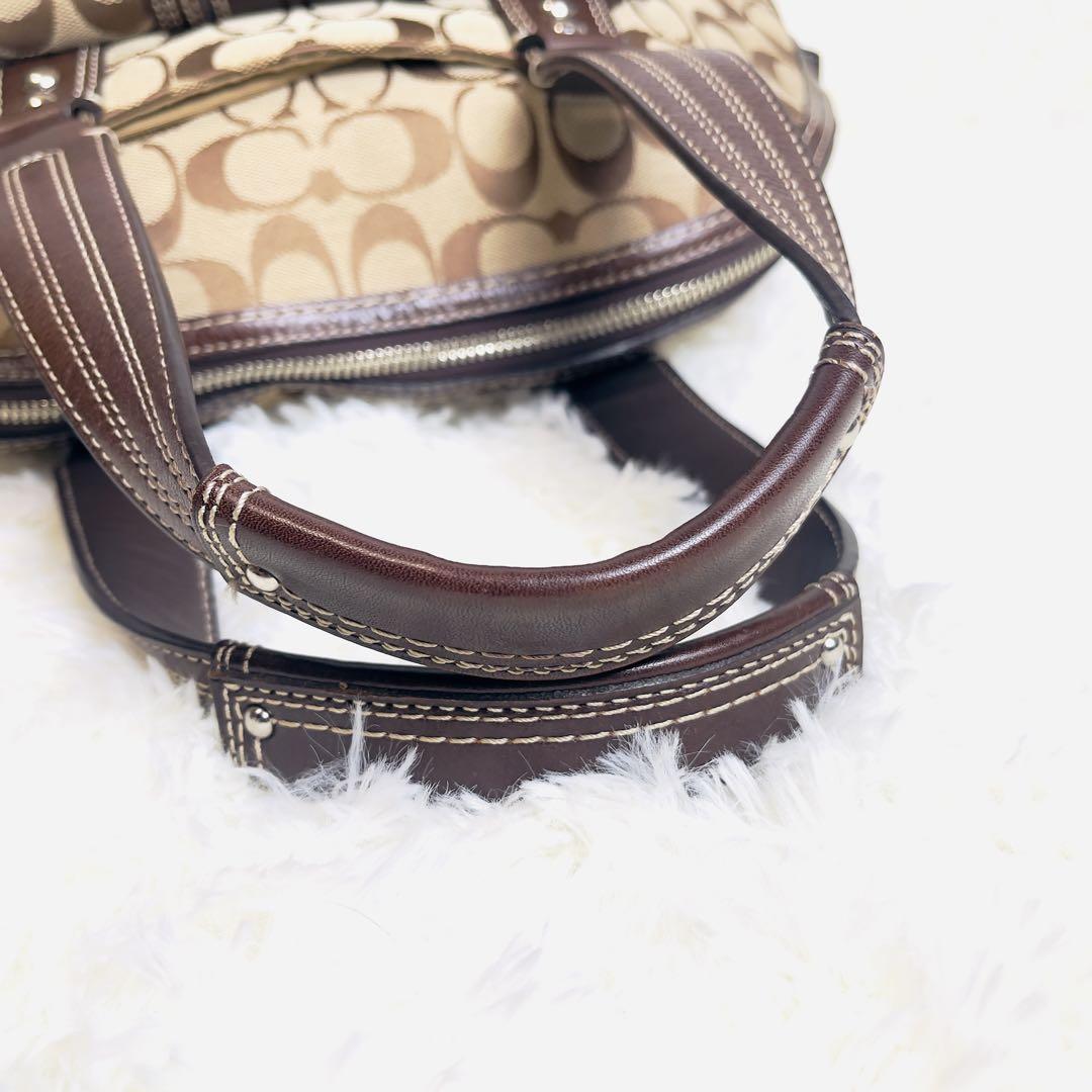 美品】COACH コーチ ハンドバッグ キャンバス シグネチャー