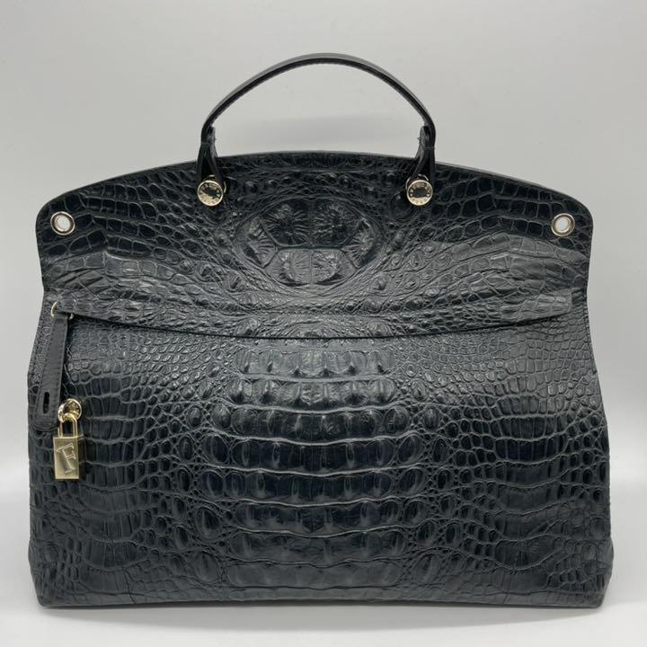 爆買い国産 美品 フルラ 2way パイパー ショルダーバッグ クロコ チャーム 自立 黒 LrY85-m99813632150 爆買い限定SALE
