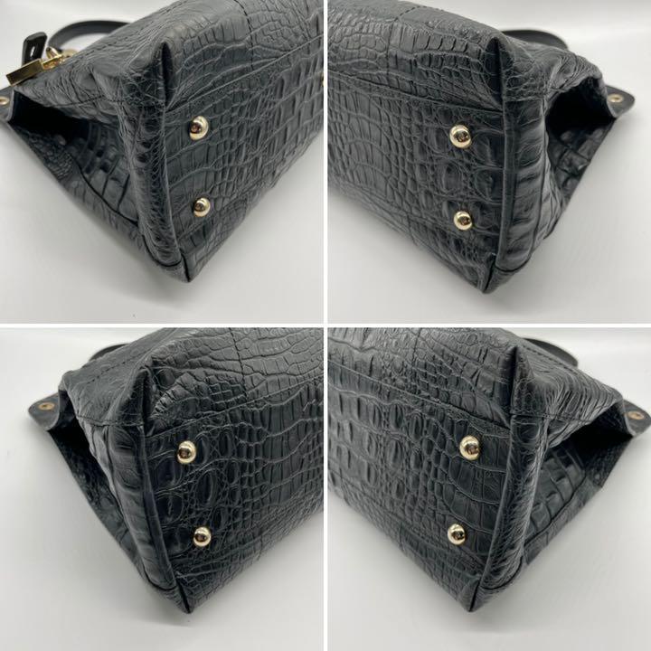爆買い国産 美品 フルラ 2way パイパー ショルダーバッグ クロコ チャーム 自立 黒 LrY85-m99813632150 爆買い限定SALE