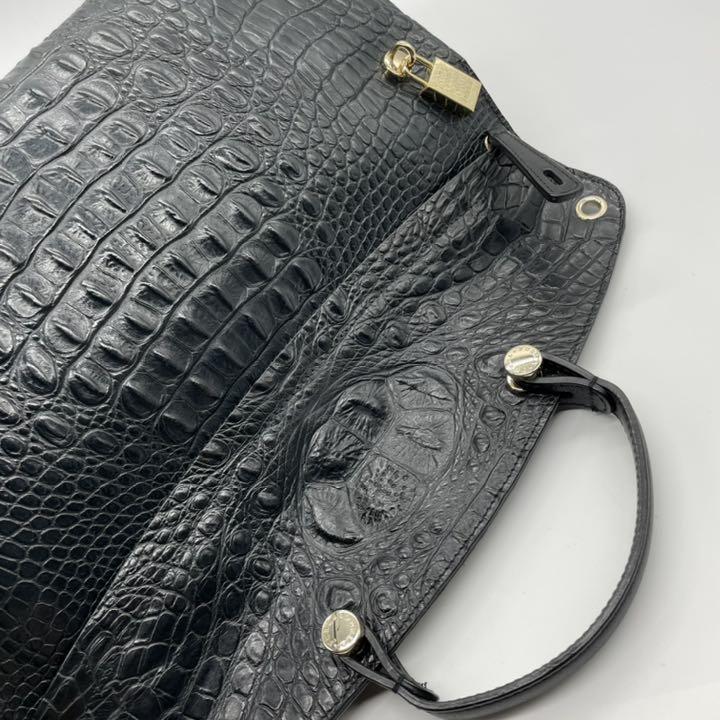 爆買い国産 美品 フルラ 2way パイパー ショルダーバッグ クロコ チャーム 自立 黒 LrY85-m99813632150 爆買い限定SALE