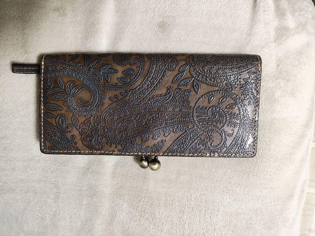 本革型押し　ウォレット　財布　長財布　がま口　KUNUNURRAカナナラ