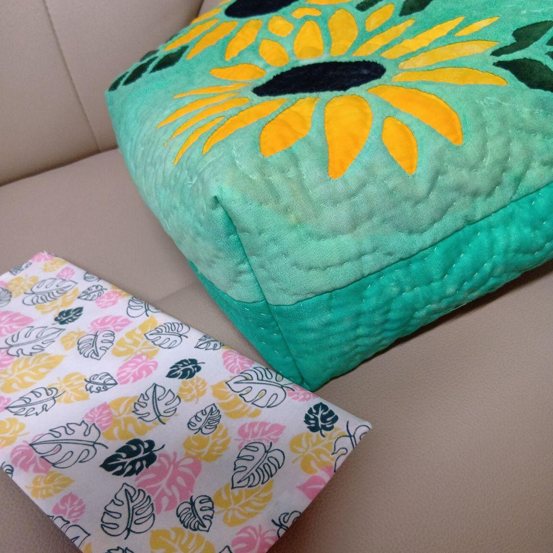 ハンドメイド ハワイアンキルトバッグ (向日葵) ひまわりのハワイアンキルトバッグ ハンドメイド - メルカリ