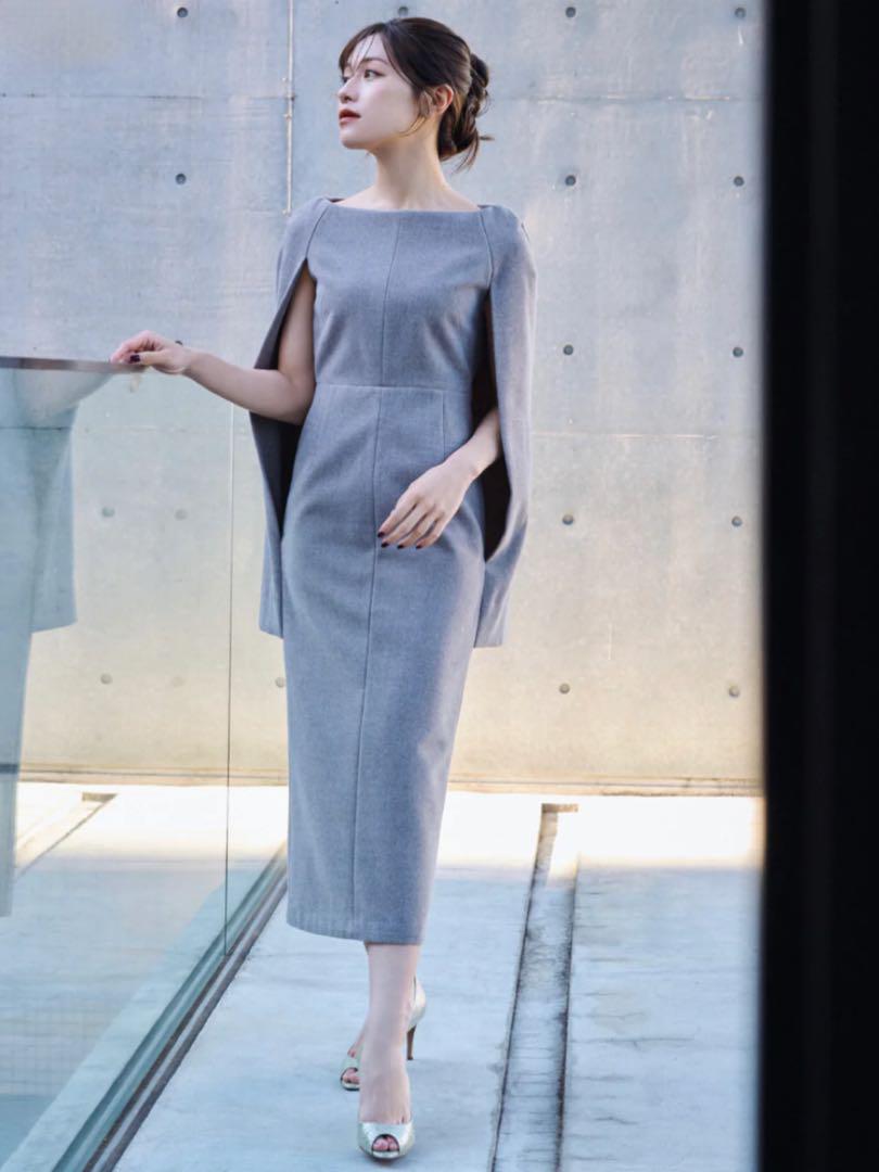 LAUBE BLANC Narrow line Cape Dress